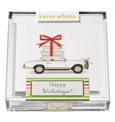 Holiday Gift Enclosure, Happy Holidays in Acrylic Box, Karen Adams